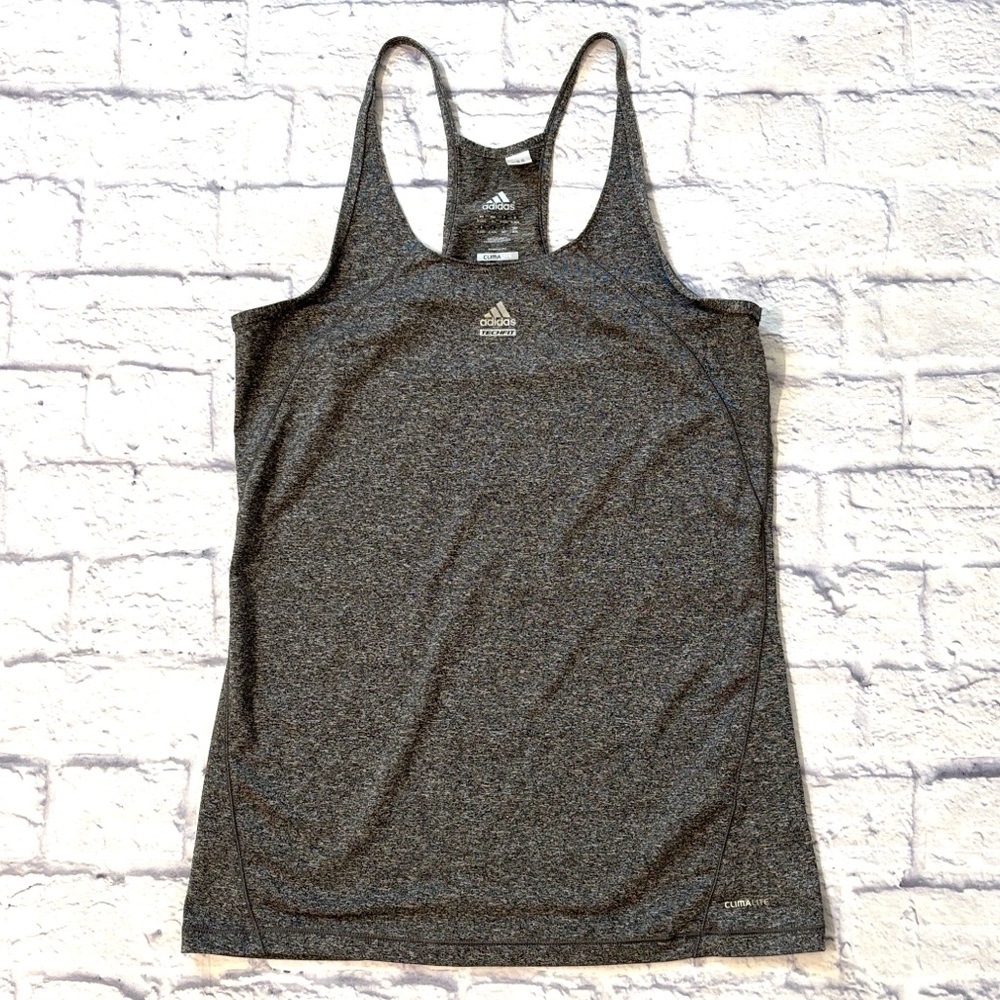 Adidas Gray Athletic Tank Top Racerback Climalite Tech-Fit Women’s Size Medium